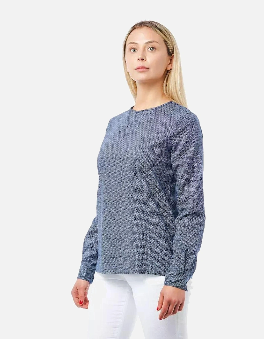 Long Sleeve Blouse AllOver Print Women - Blue Shirts