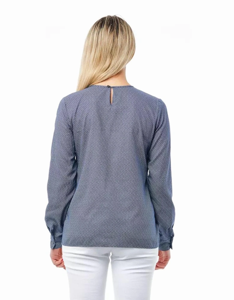 Long Sleeve Blouse AllOver Print Women - Blue Shirts