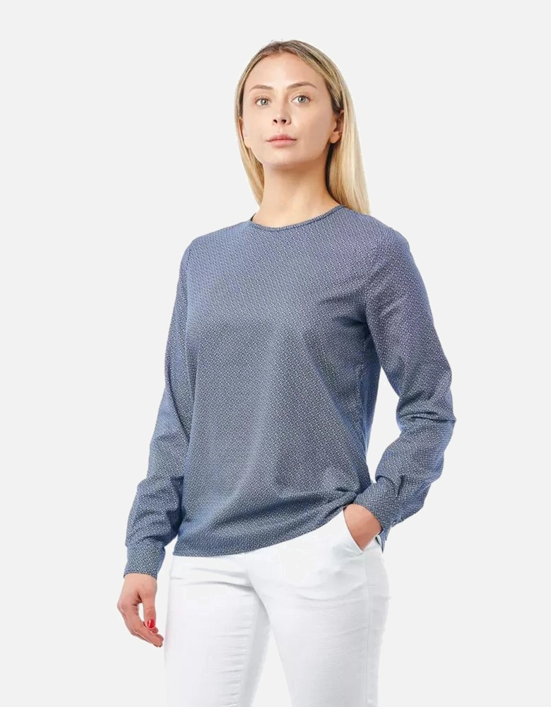 Long Sleeve Blouse AllOver Print Women - Blue Shirts