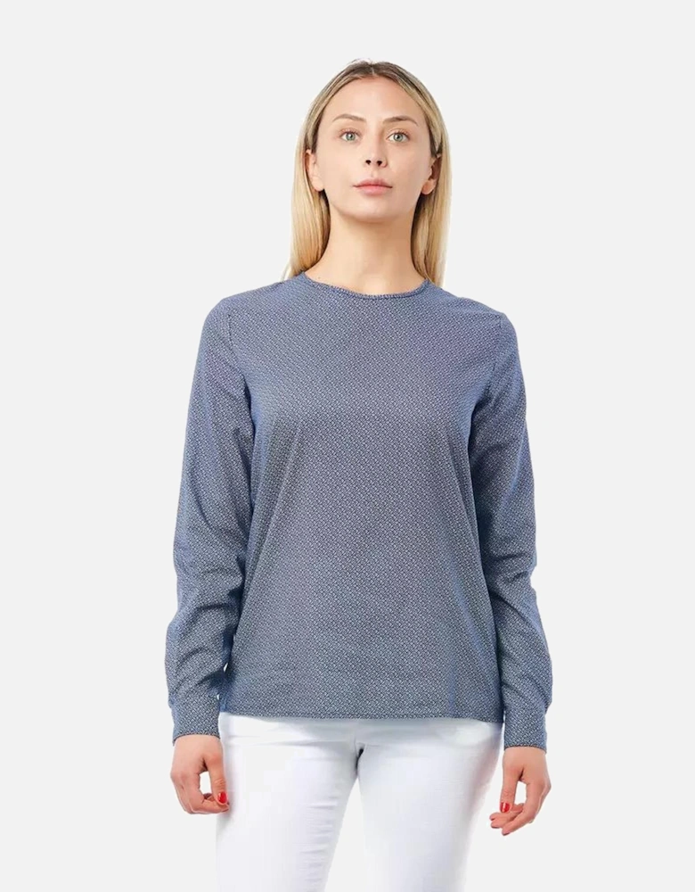 Long Sleeve Blouse AllOver Print Women - Blue Shirts