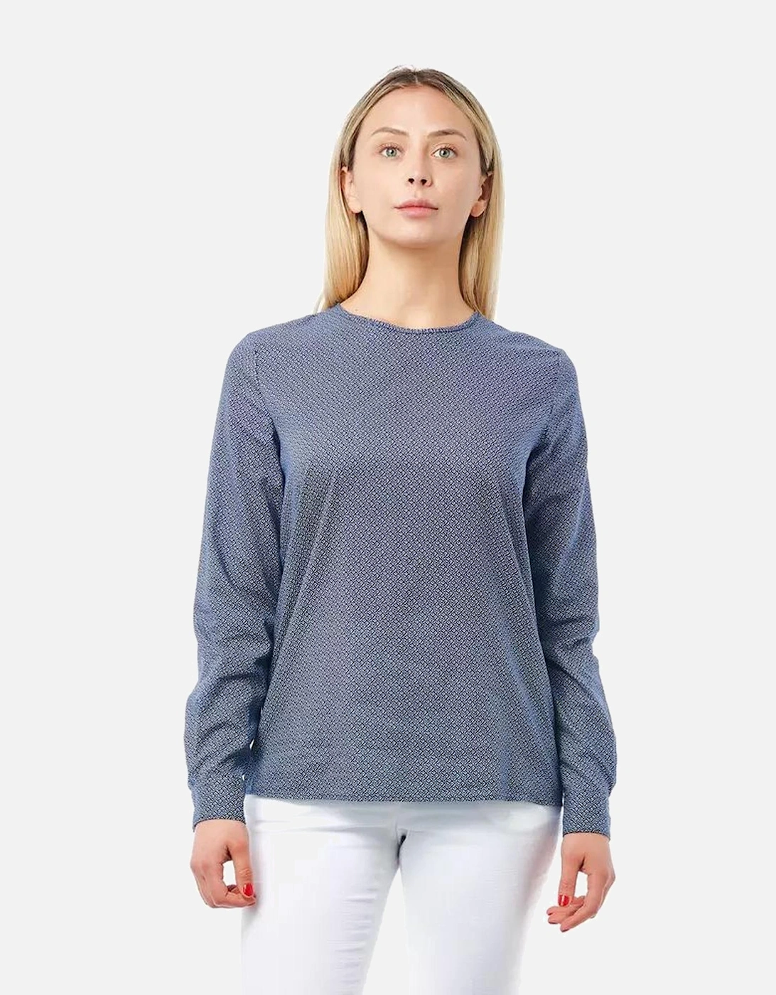 Long Sleeve Blouse AllOver Print Women - Blue Shirts, 6 of 5