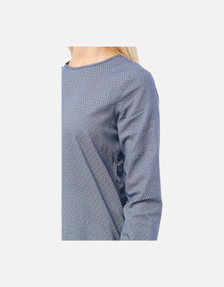 Long Sleeve Blouse AllOver Print Women - Blue Shirts