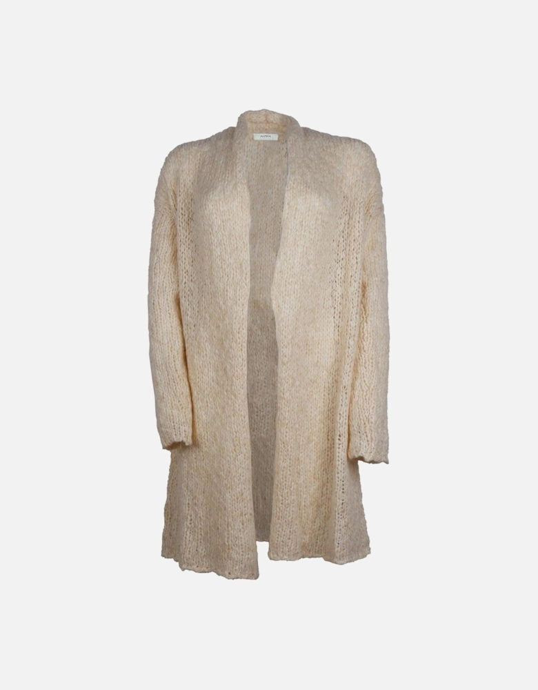 Wool Blend Cardigan Dress - No Pockets Women - Beige Dresses