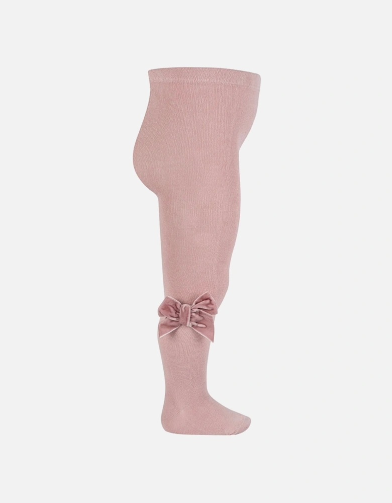 Rose Pink Velvet Bow Tights