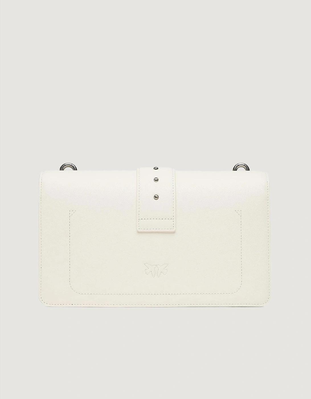 White Leather Shoulder Bag with Clip Fastening Women