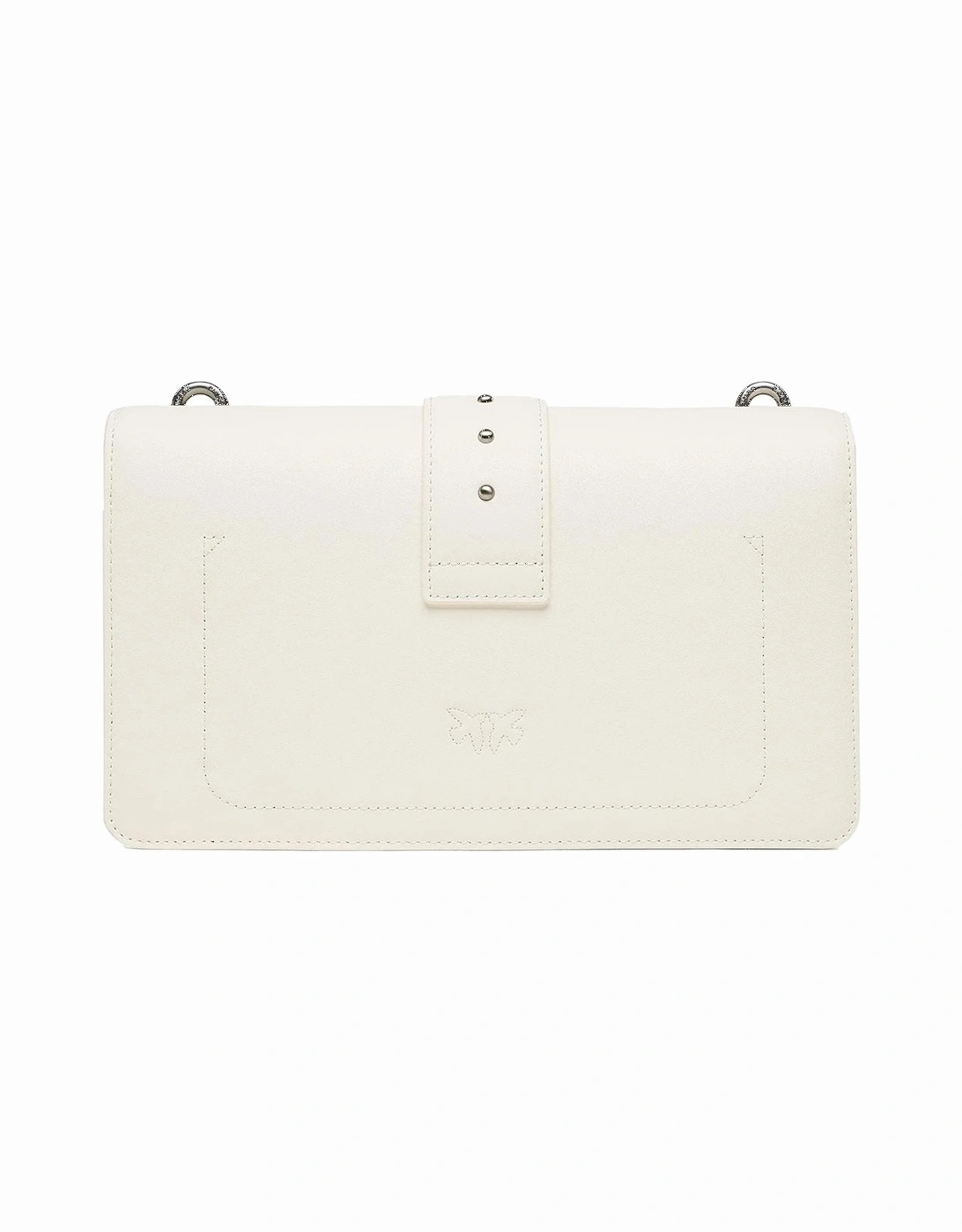 White Leather Shoulder Bag with Clip Fastening Women