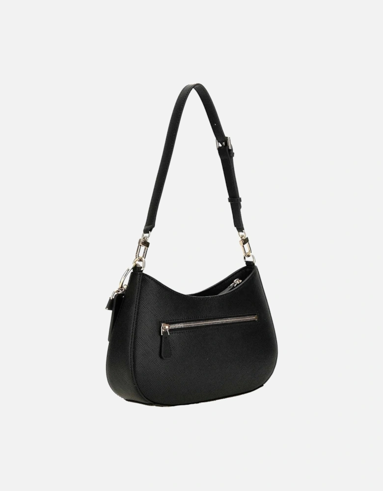 Womens Black Plain Handbag with Zip Pockets Bags