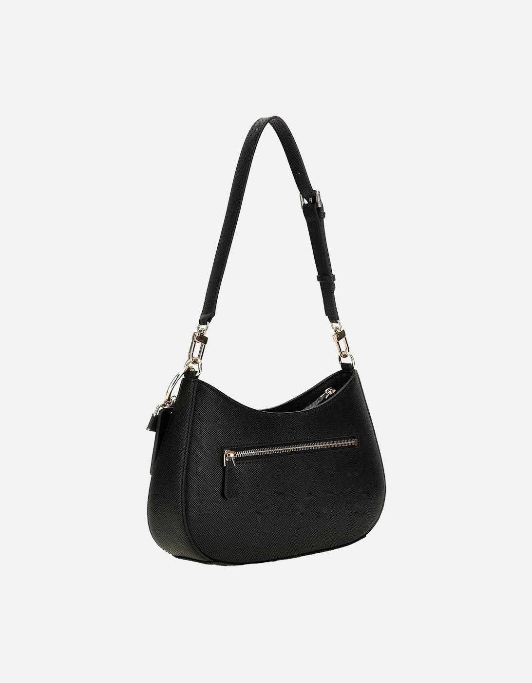 Womens Black Plain Handbag with Zip Pockets Bags