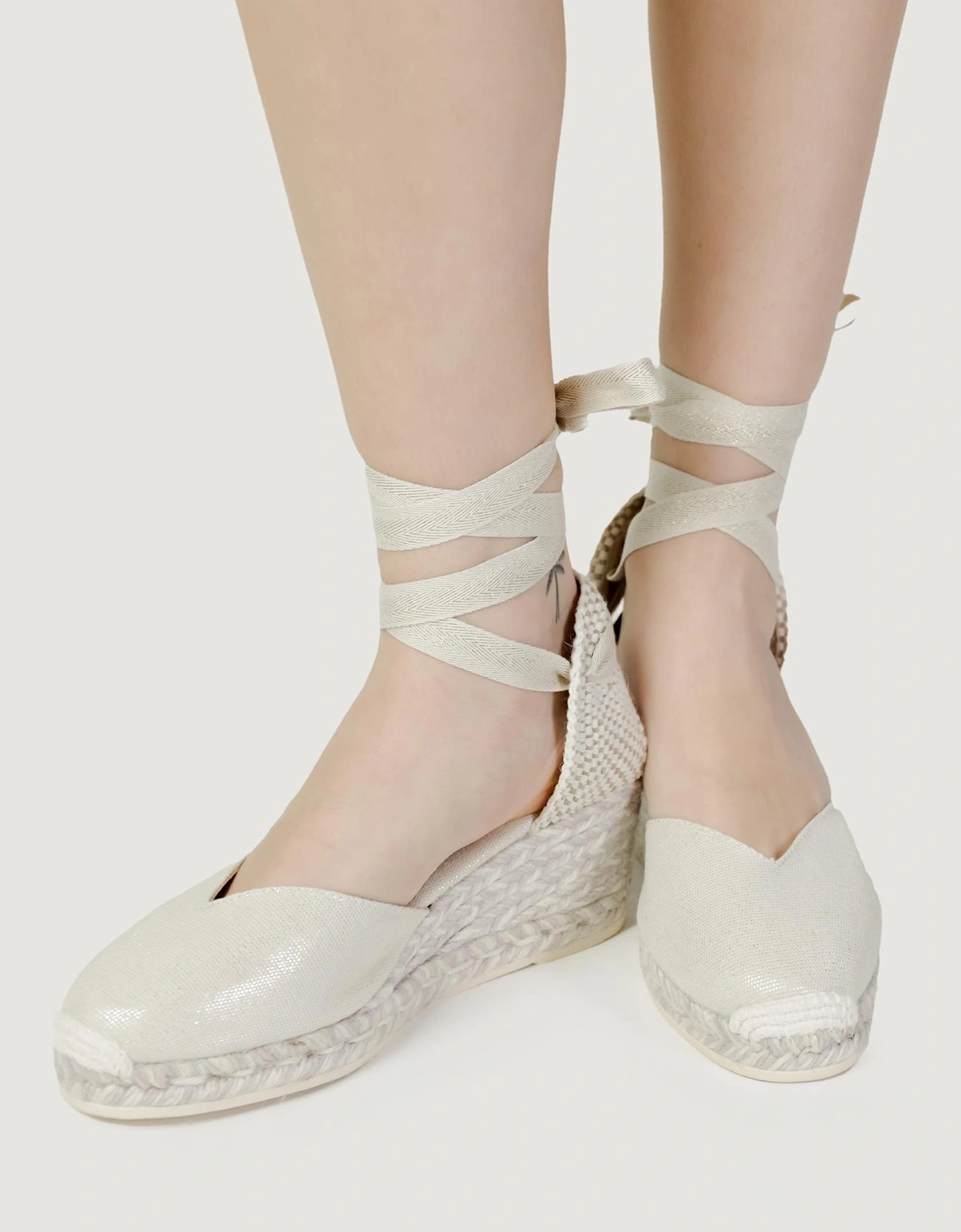 Wedge Espadrille TieUp Style Women - Gold Sandals