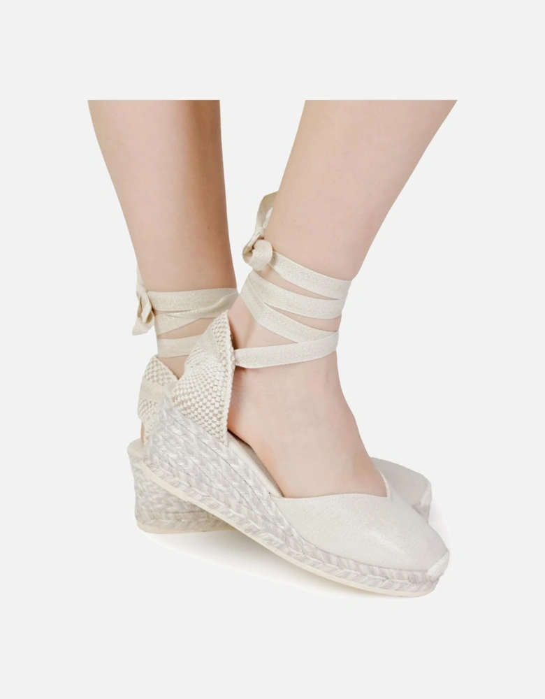 Wedge Espadrille TieUp Style Women - Gold Sandals