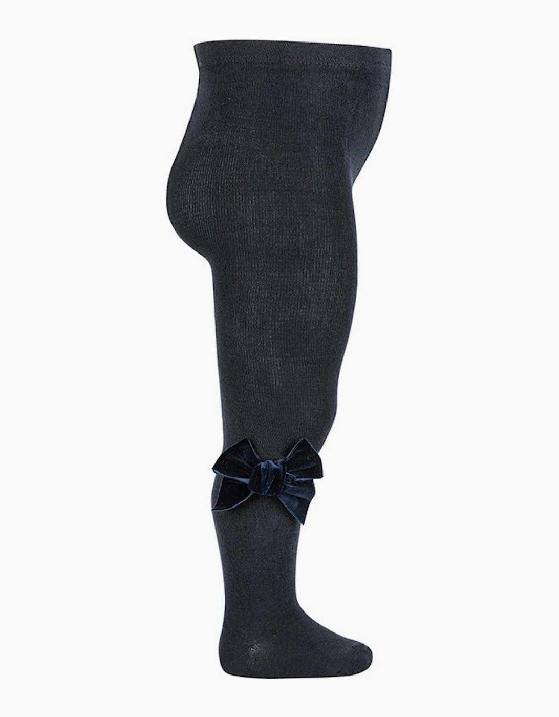 Condor Girl's Girls Navy Velvet Bow Tights - Black - Size: 0 / 6-12 months