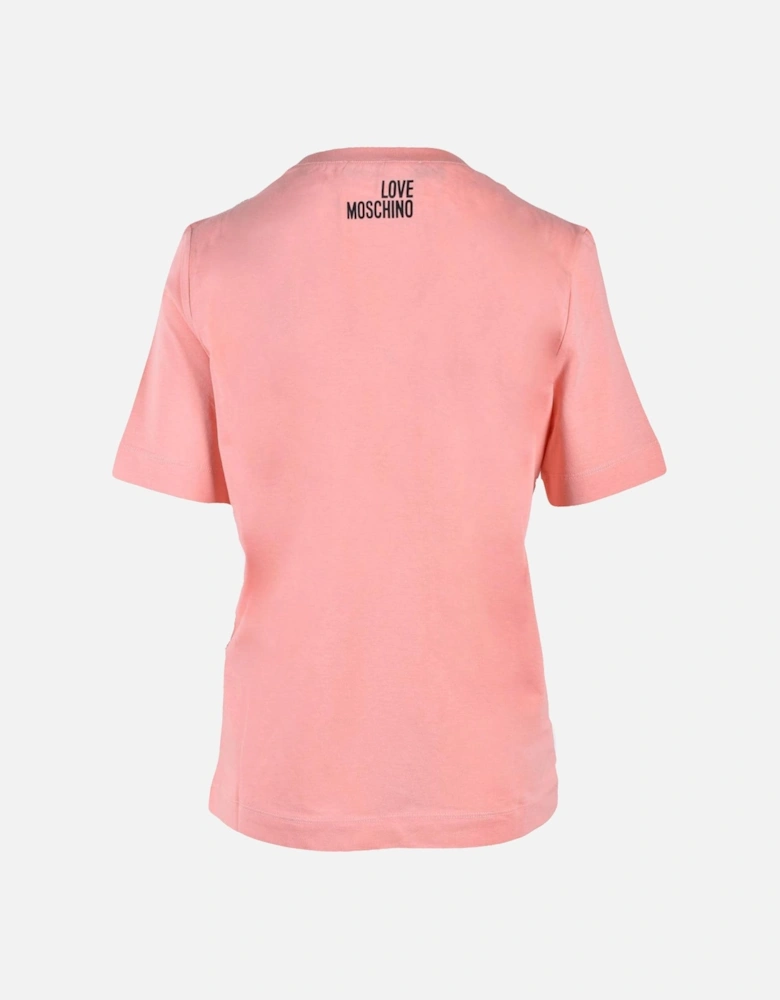 Printed Cotton T-Shirt with Round Neck Women - Pink Shirts