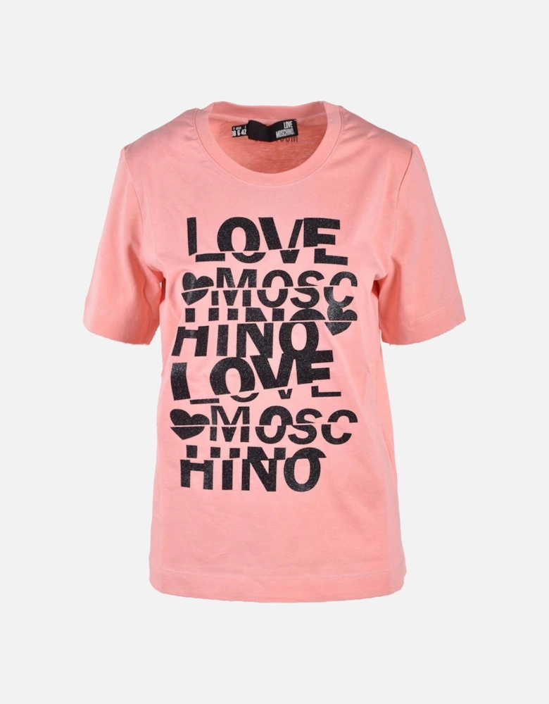Printed Cotton T-Shirt with Round Neck Women - Pink Shirts
