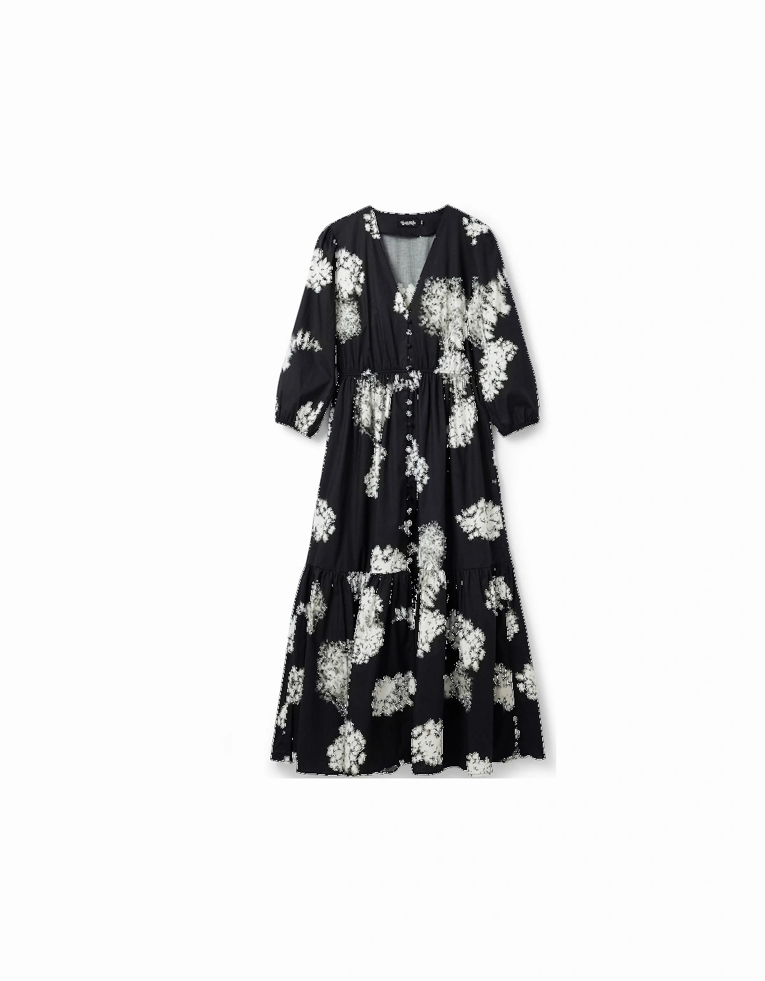 Floral Print Midi Dress Button Front Dress Women - Black Dresses, 4 of 3