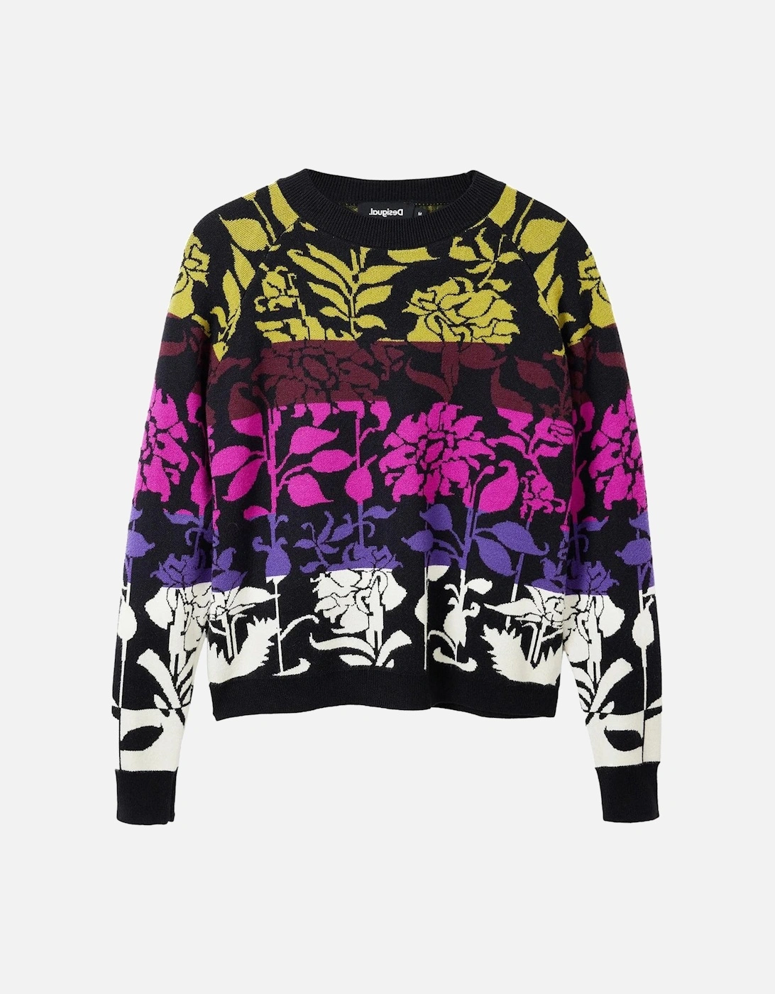 Floral Print Knit Sweater Relaxed Fit Women - Black Knitwear, 4 of 3