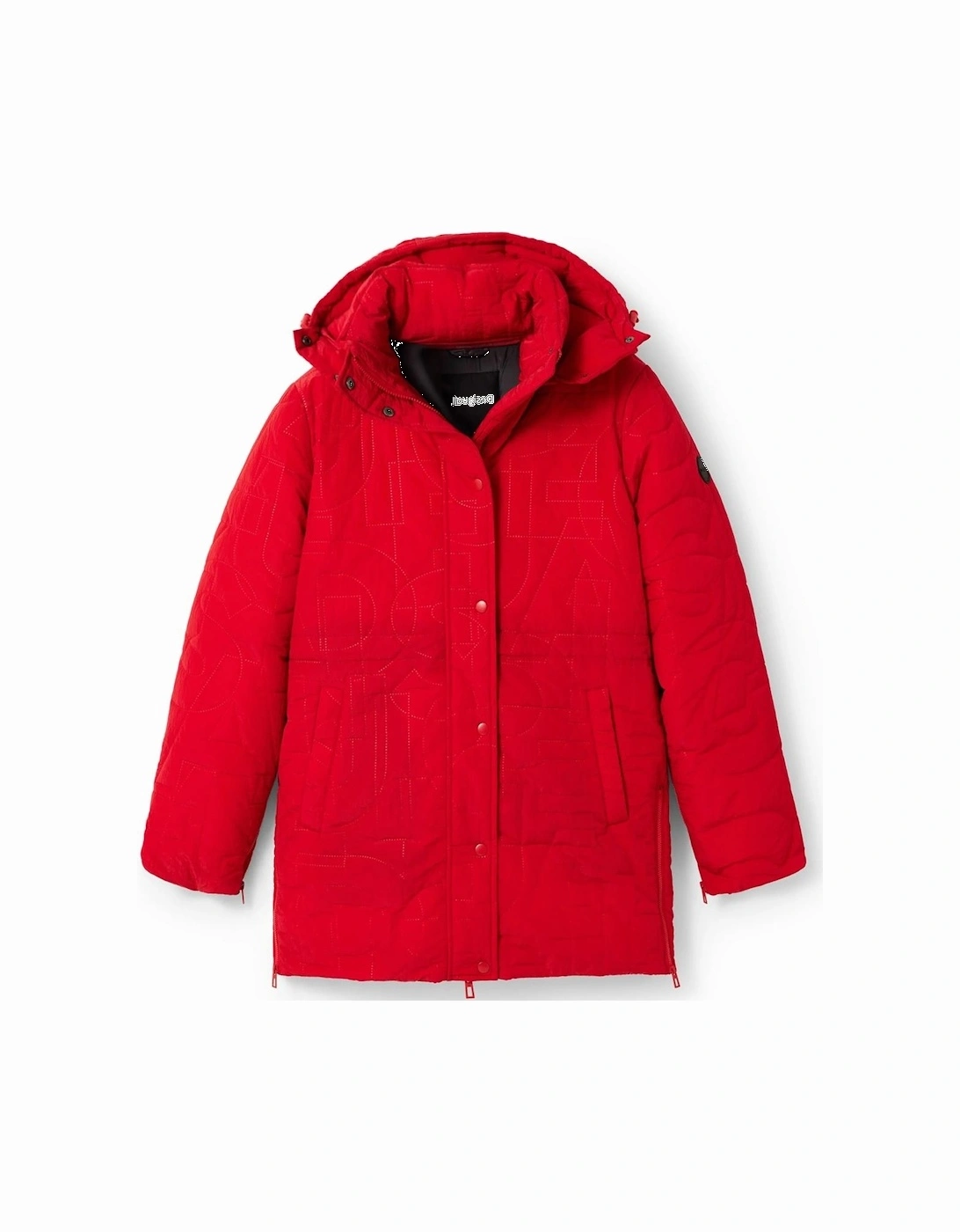 Red Quilted Padded Jacket Geometric Pattern Women Jackets, 4 of 3