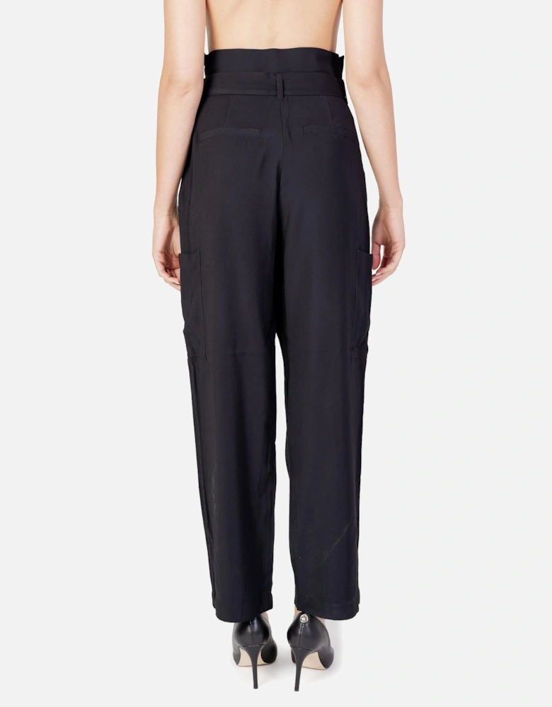 HighWaisted Pleated TieBelt Pants Women - Black Trousers
