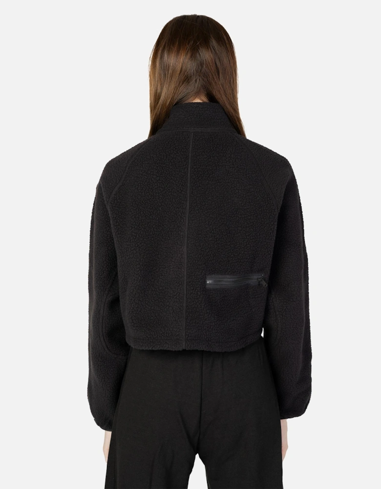 Cropped Fleece ZipUp Sweater Women - Black Sweatshirts