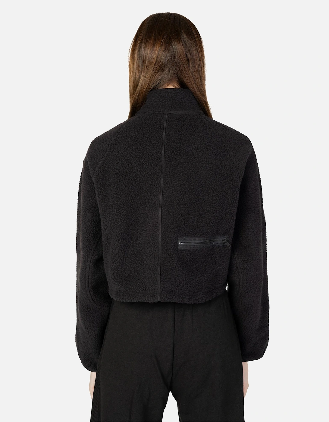 Cropped Fleece ZipUp Sweater Women - Black Sweatshirts