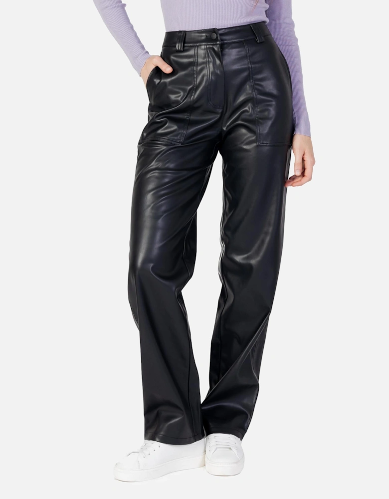 Zip and Button Fastening Trousers Women - Black