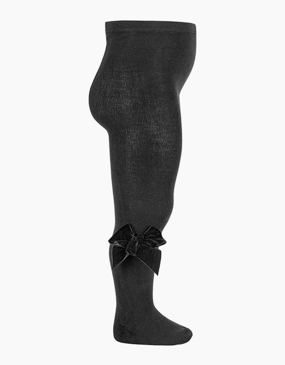 Condor Girl's Girls Black Velvet Bow Tights - Size: 6 / 5-6 years