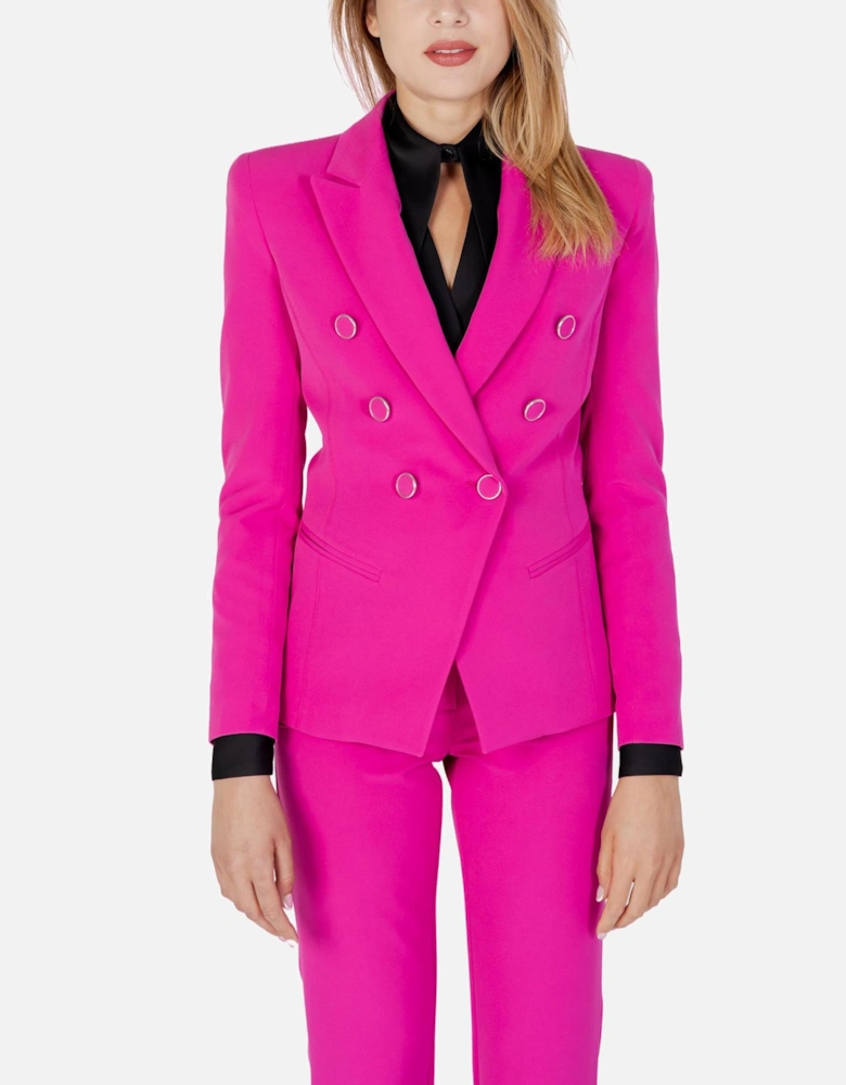 Double Breasted Blazer Pant Set Women - Fuchsia