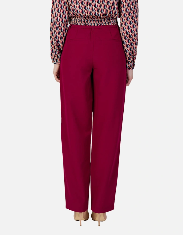 Zip and Button Front Pockets Trousers Women - Bordeaux