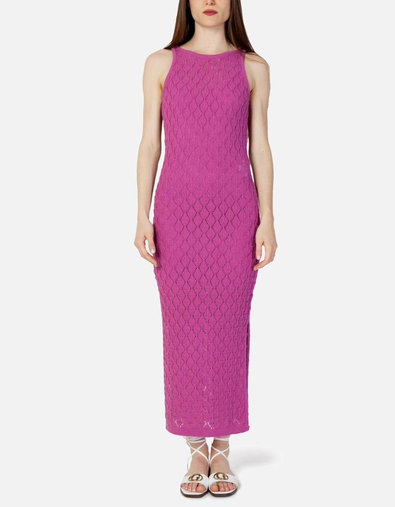 Knitted Maxi Dress Sleeveless Style Women - Purple Dresses
