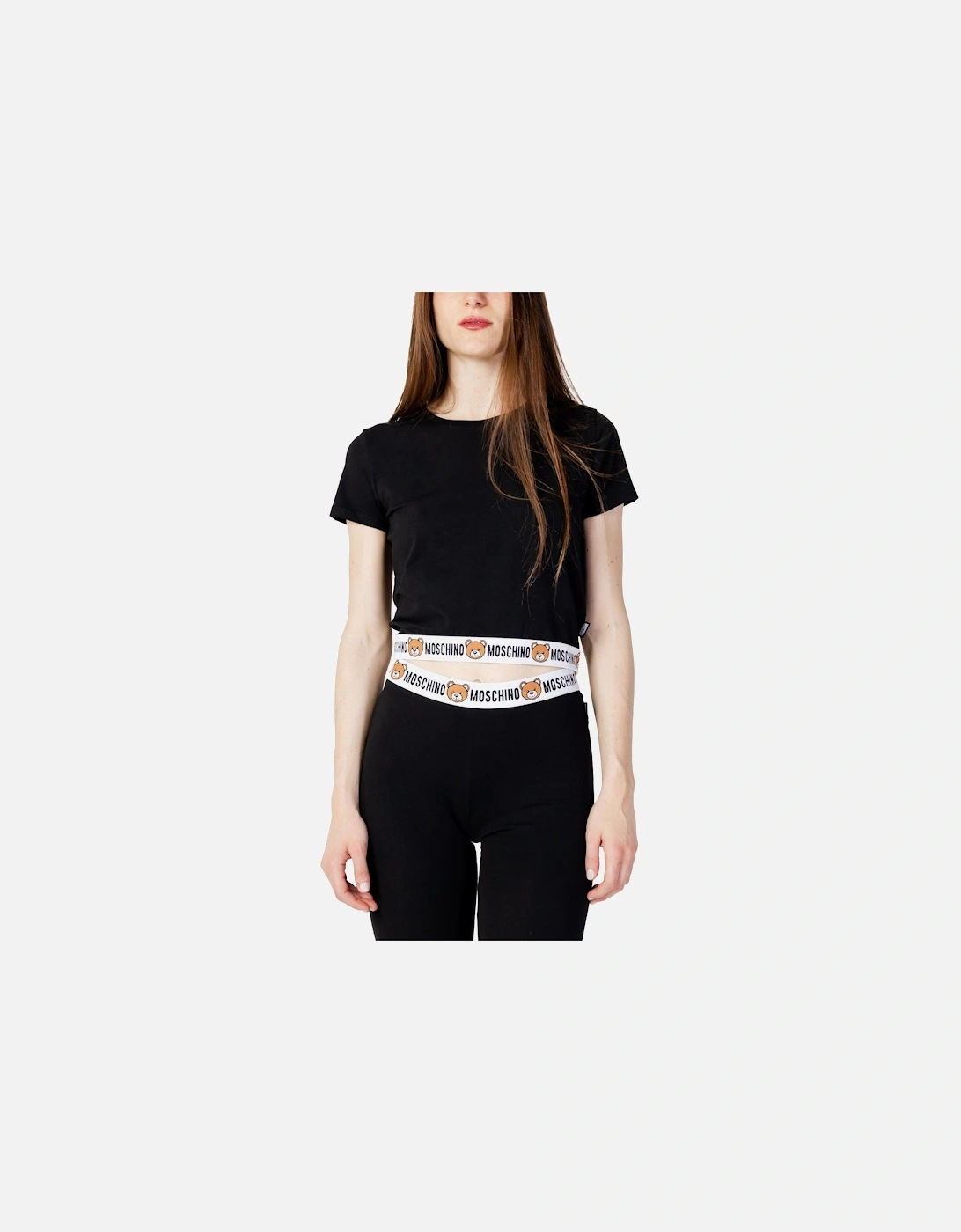 Teddy Bear Crop Top Leggings Women - Black Shirts, 3 of 2