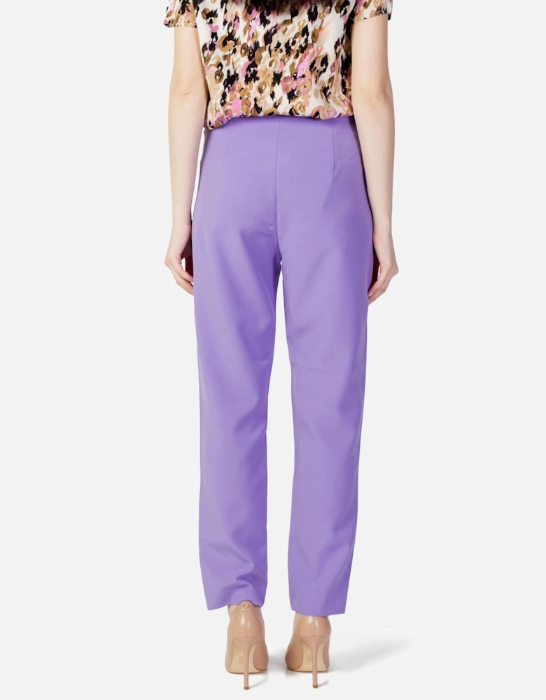Plain Zip and Button Trousers Women - Liliac