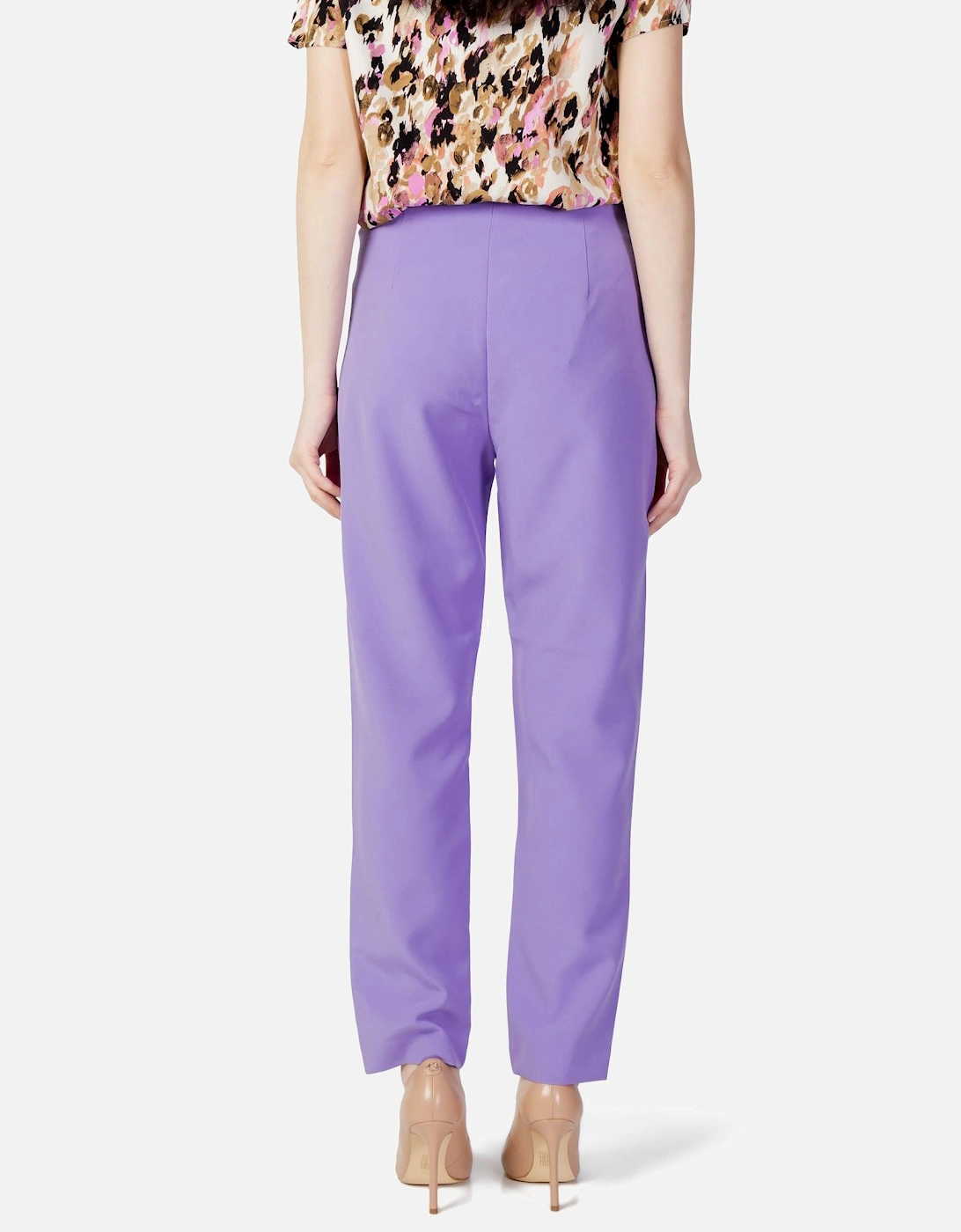 Plain Zip and Button Trousers Women - Liliac