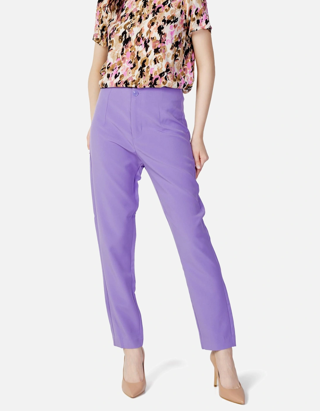 Plain Zip and Button Trousers Women - Liliac, 3 of 2
