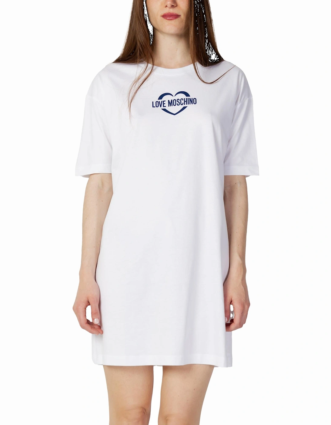 Oversized TShirt Dress Heart Logo Women - White Dresses, 3 of 2