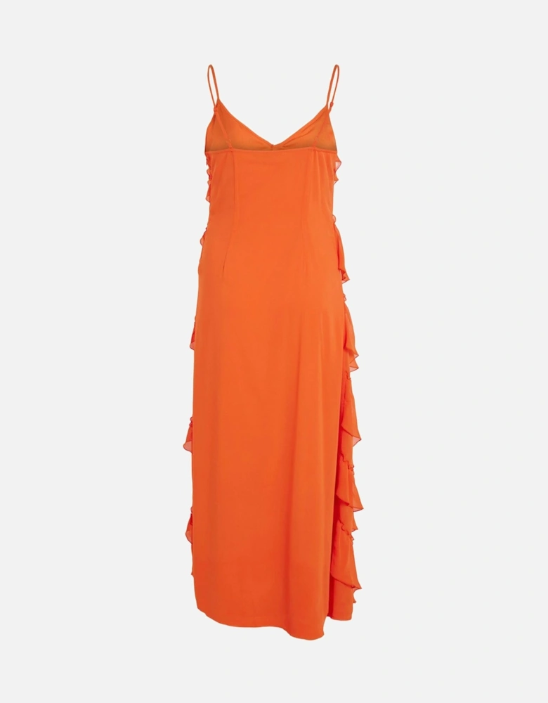 Tiered Maxi Dress Sleeveless Vneck Women - Orange Dresses