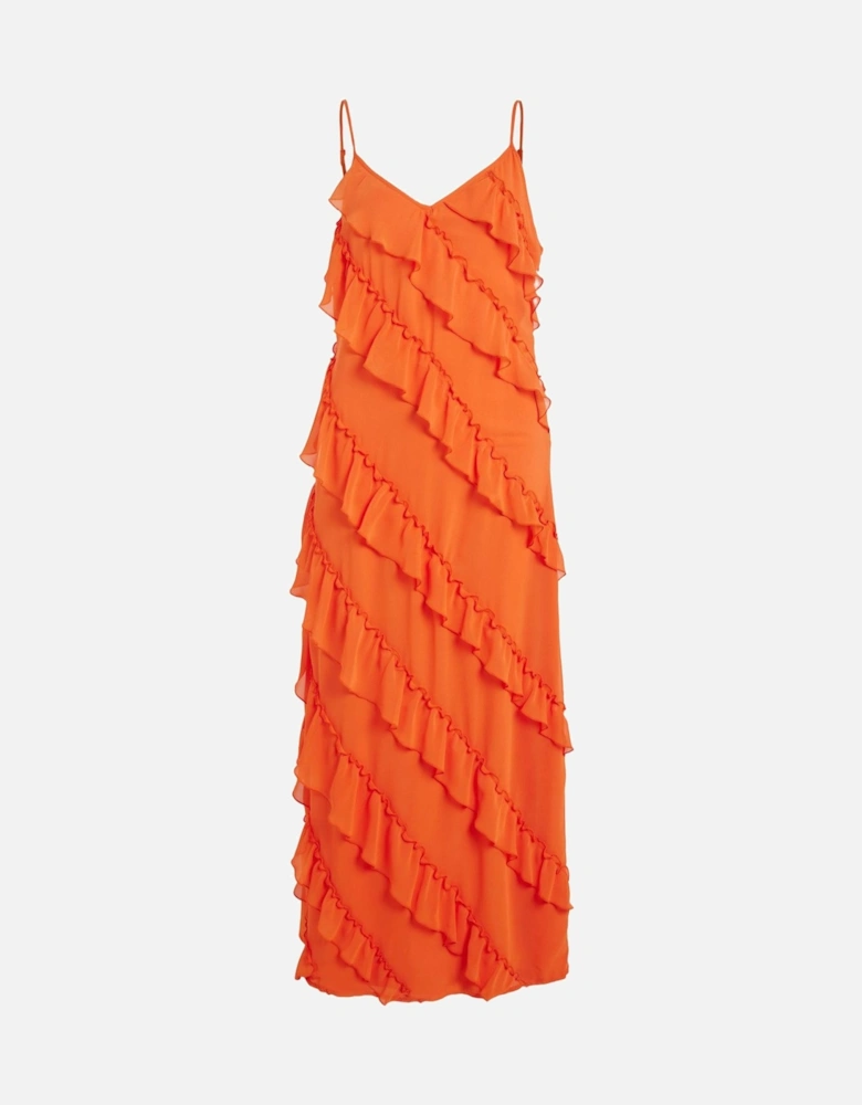 Tiered Maxi Dress Sleeveless Vneck Women - Orange Dresses