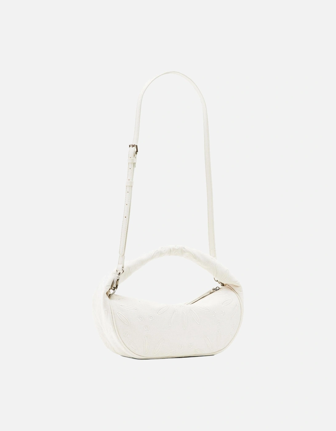 Crescent Shoulder Bag Embossed Logo Women - White