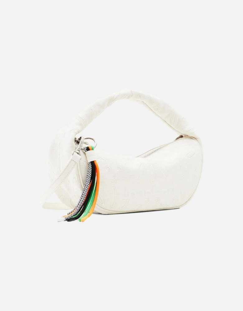 Crescent Shoulder Bag Embossed Logo Women - White