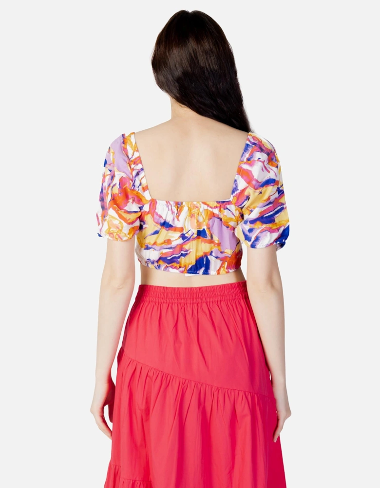 Square Neckline Short Sleeve Top Women - Multicolor