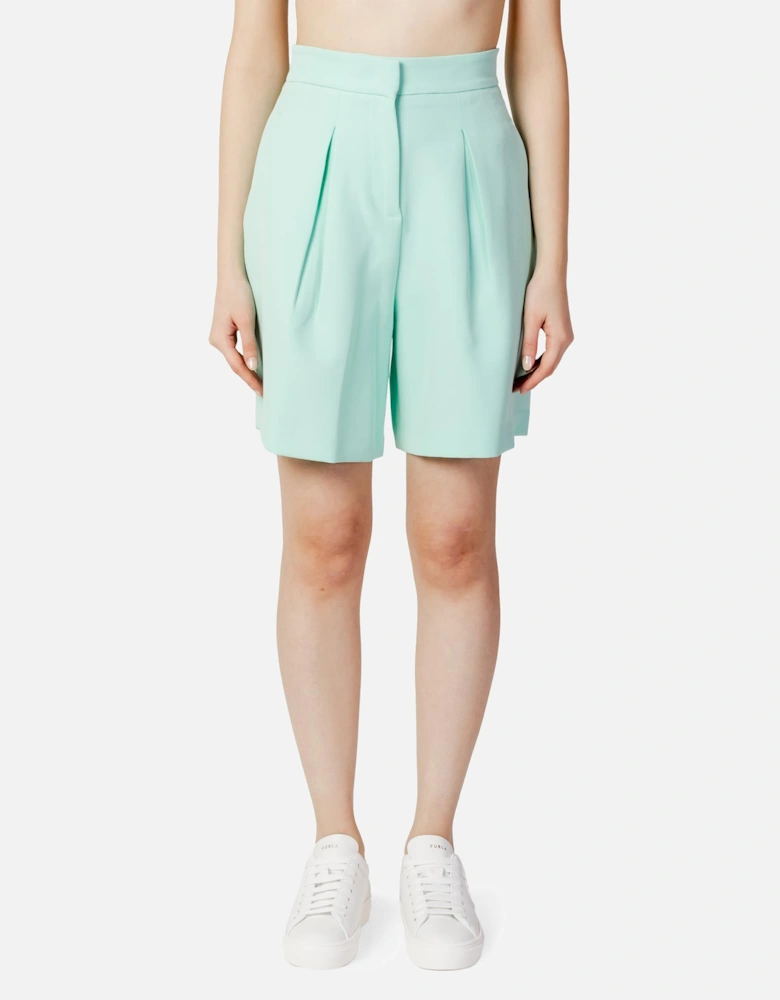 Pleated High Waist Shorts Model Women - Turquoise