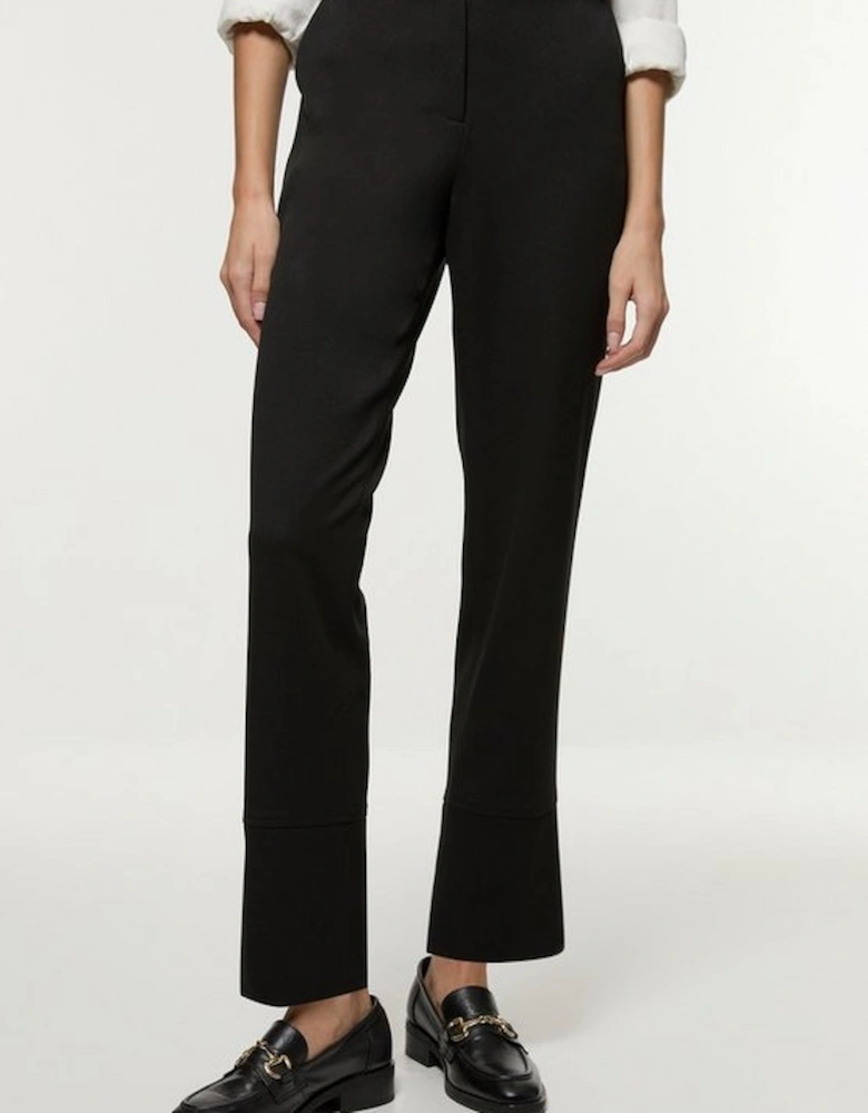 Technical Crepe Tailored Straight Turn Up Hem Trouser