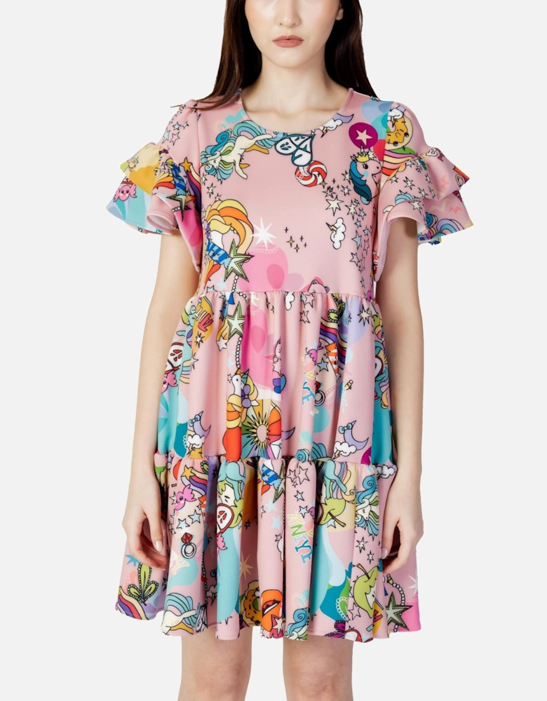 Unicorn Print Mini Dress Casual Style Women - Pink Dresses