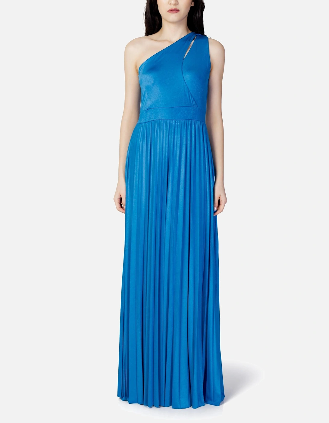 OneShoulder Pleated Maxi Dress Women - Blue Dresses, 3 of 2
