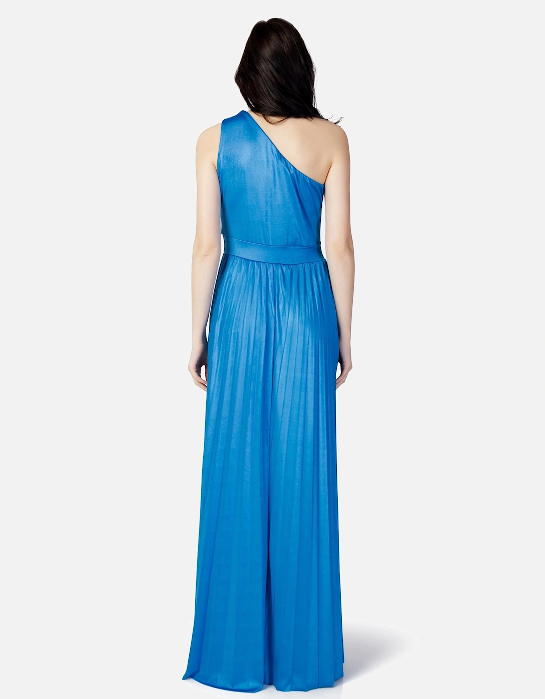 OneShoulder Pleated Maxi Dress Women - Blue Dresses