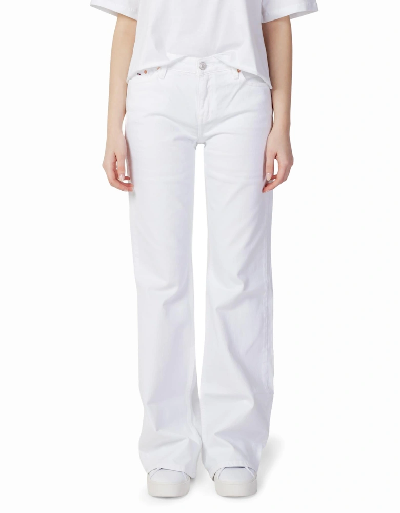 Plain White Jeans with Zip and Button Fastening Women