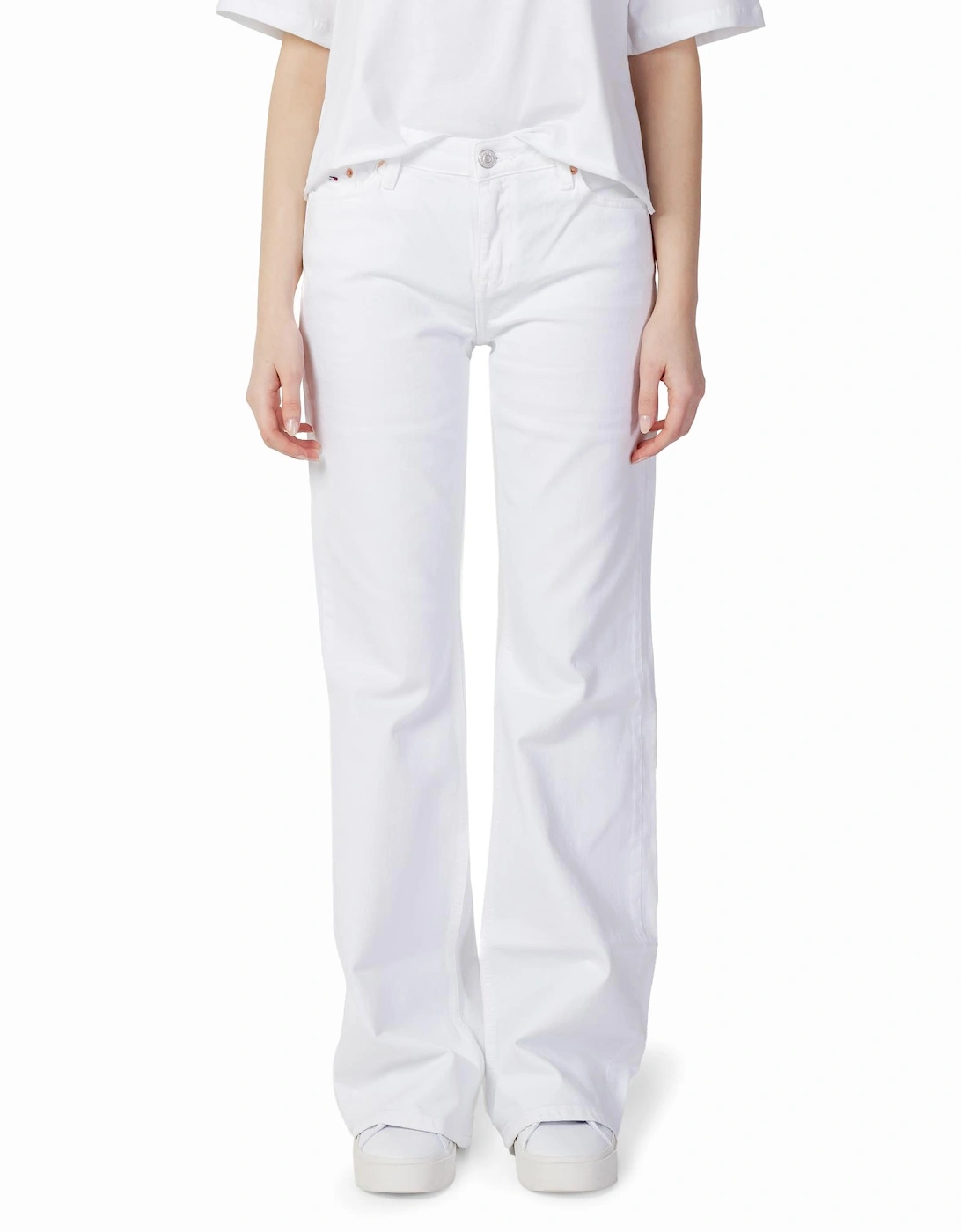 Plain White Jeans with Zip and Button Fastening Women, 3 of 2