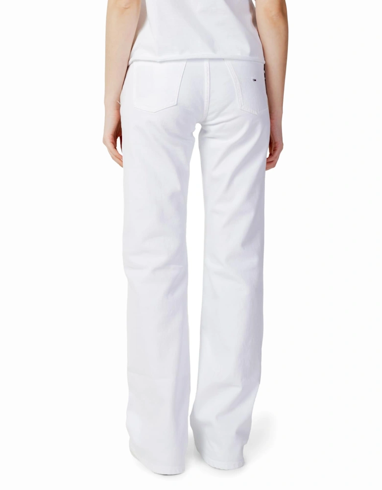 Plain White Jeans with Zip and Button Fastening Women