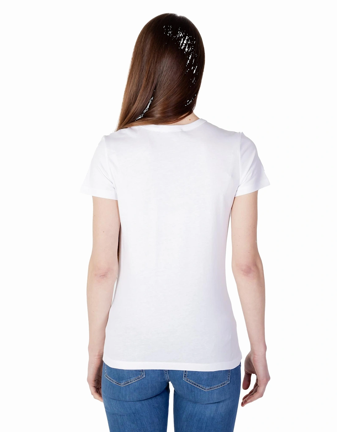 Glitter Stripe TShirt Short Sleeve Crew Neck Women - White Shirts