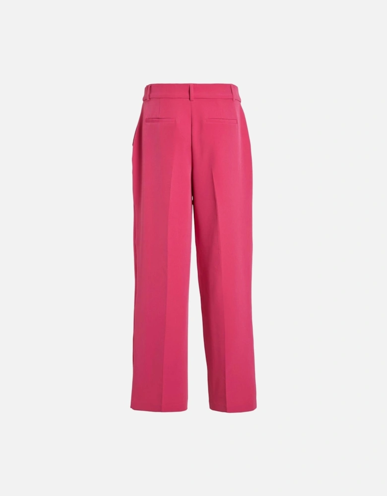 Wide Leg Cropped Pants Women - Fuchsia Trousers
