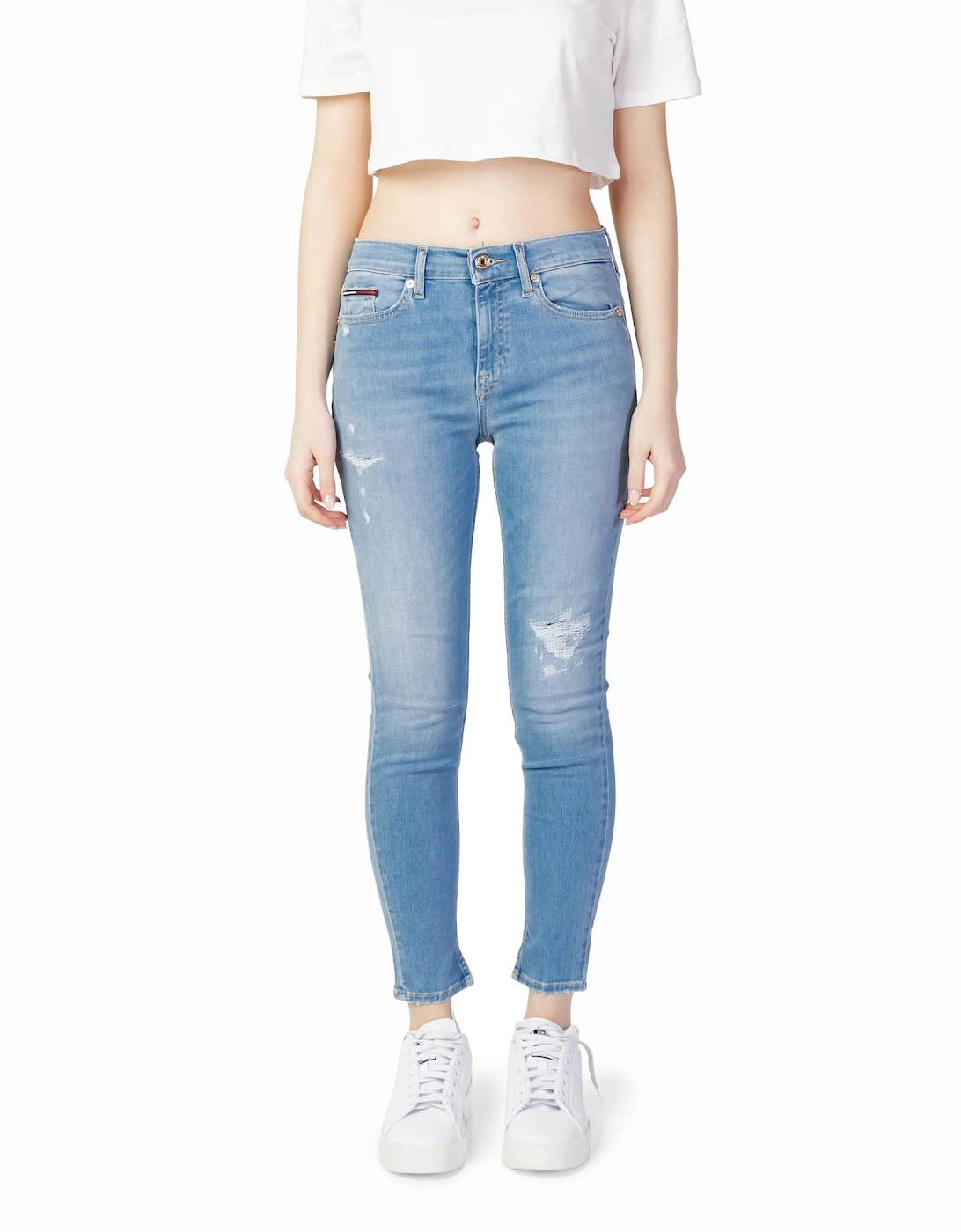 Plain Zip and Button Jeans with Pockets Women - Blue, 3 of 2