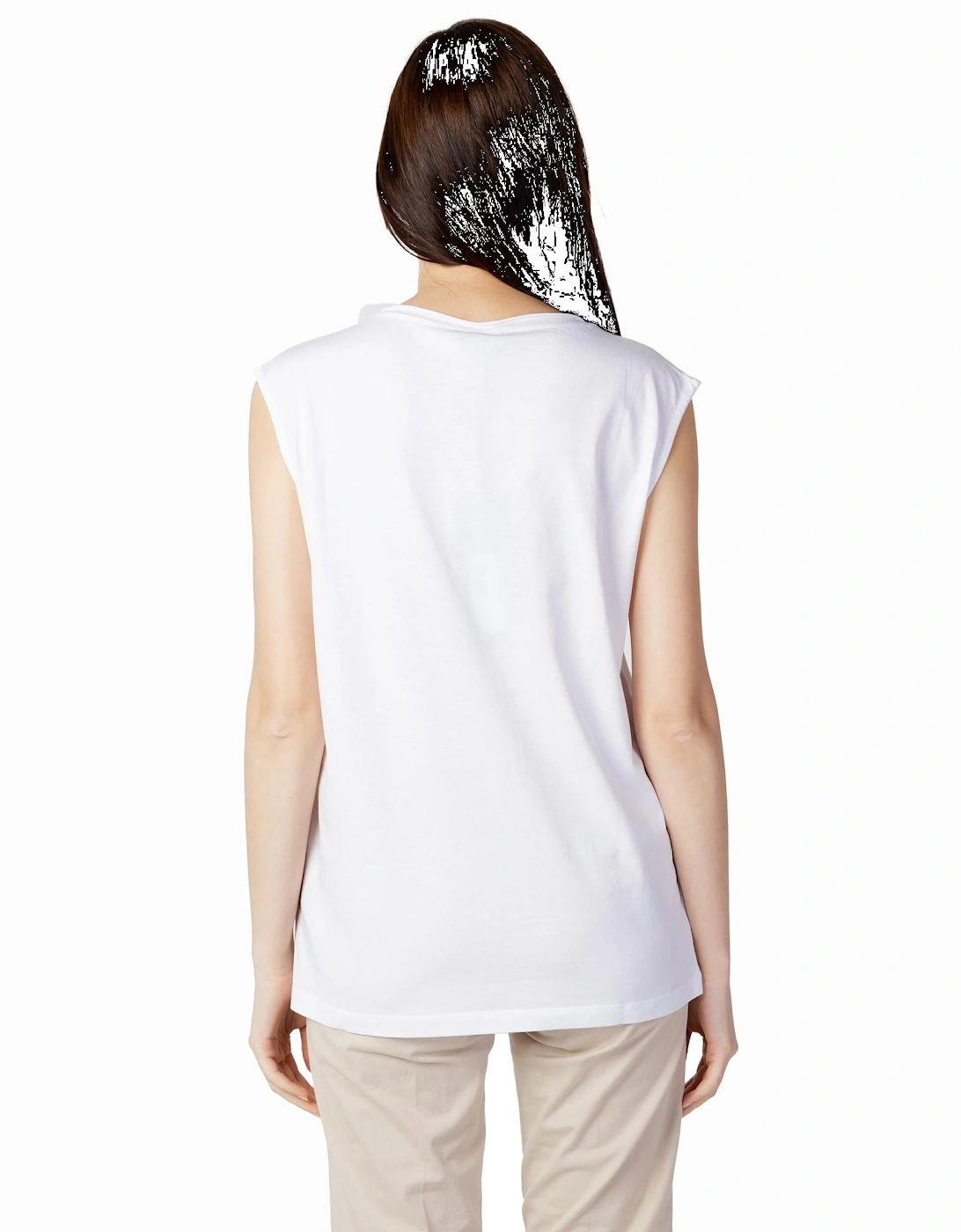Printed Round Neck Cotton Tank-Top Women - White Tops